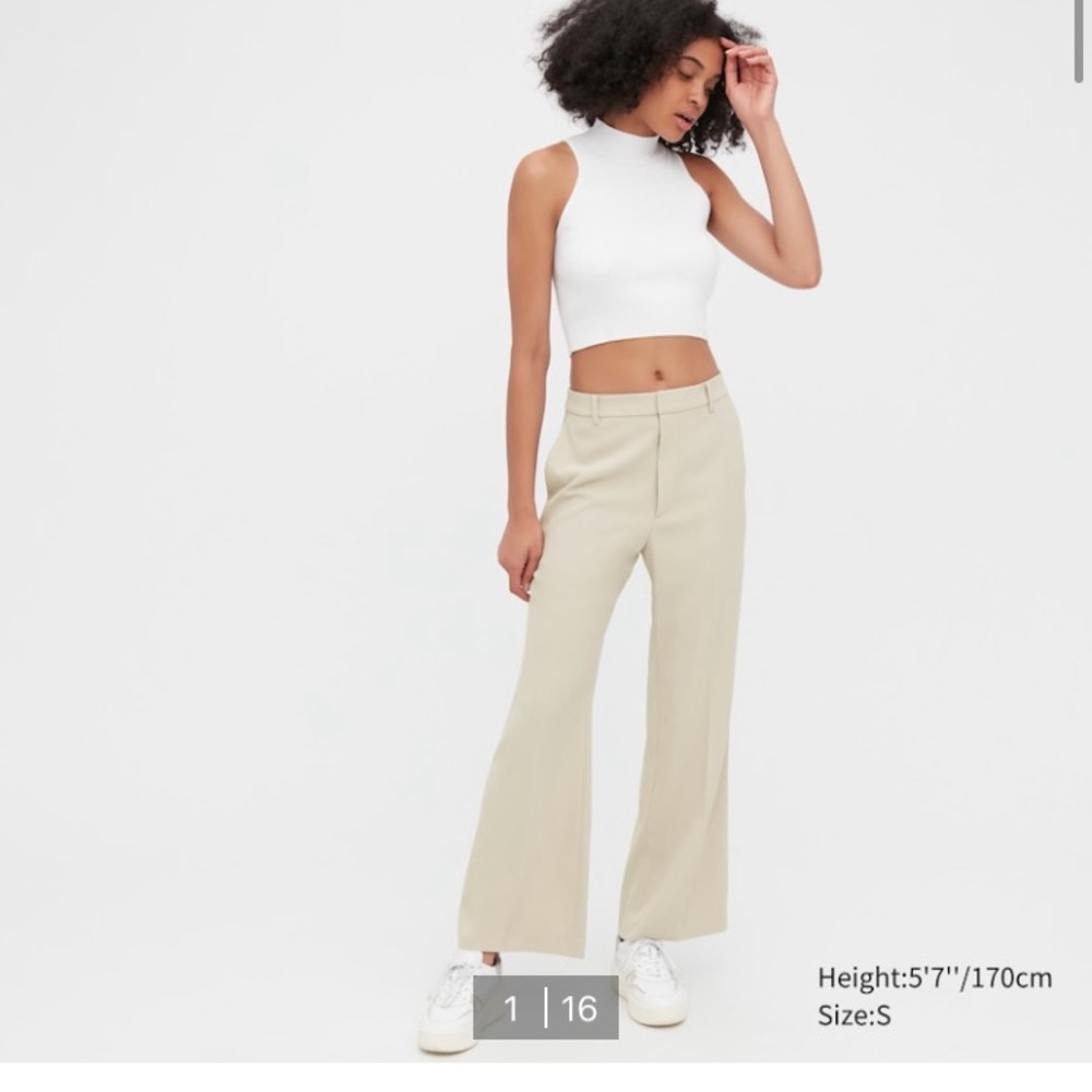 Uniqlo Drape Flared Pants- color “natural”, NWT